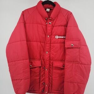 Vintage Swingster Chore Coat Jacket Mens L Puffer Kenworth Zipper Snaps